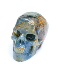 3In Blue Onyx Human Skull Hand-Carved Crystal Blue Onyx Ornament for Gift Decoration