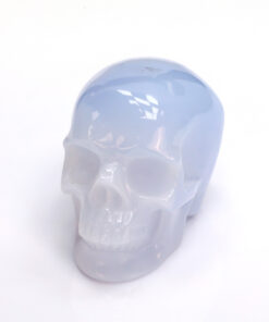 Blue Chalcedony Human Skull Hand-Carved Blue Chalcedony Crystal Ornament for USA Buyers