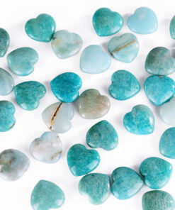 Amazonite Hearts Polished Crystal Craft Stylish Feng Shui Decorative Trophy Engraved Carving Souvenir Gift for Lovers