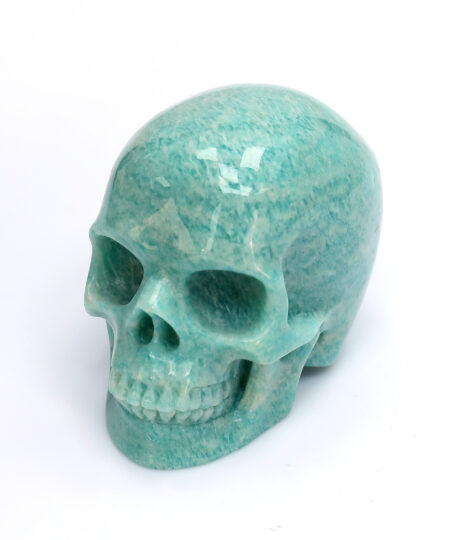 3In Amazonite Human Skull Hand-Carved Crystal Realistic Skull Sculpture