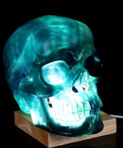 Giant Natural Green Fluorite Hand Carved Crystal Hollow Skull for Healing