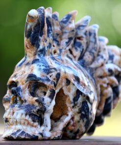 Natural Agate Flame Skull Hand-Carved Crystal Mineral Ornament