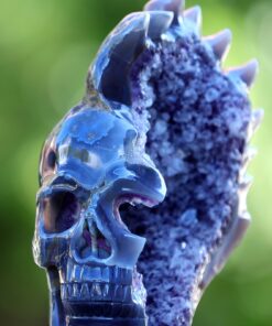 Amethyst Druse Agate Skull Hand-Carved Crystal Mineral Amethyst Ornament