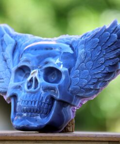 Amethyst Cluster Angel Wings Agate Skull Hand-Carved Crystal Mineral Ornament
