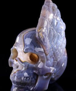 Geode Agate Angle Wings Skull Hand-Carved Crystal Mineral Agate Ornament