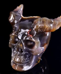 Geode Agate RAM Horn Skull Hand Crafted Natural Crystal Agate Sculpture