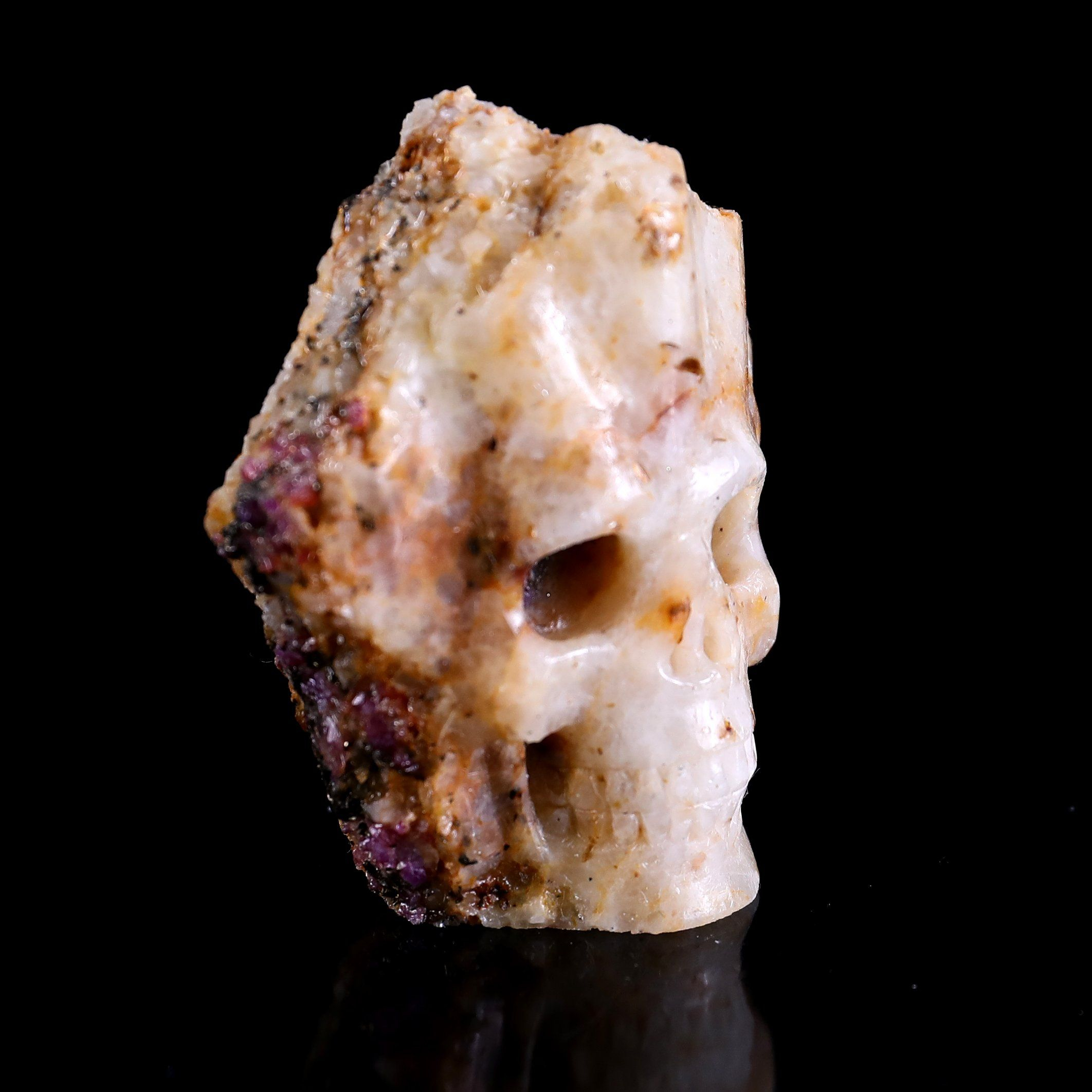 Red Corundum Mineral Specimen Skull Hand-Carved Crystal Mineral Ornament (5)