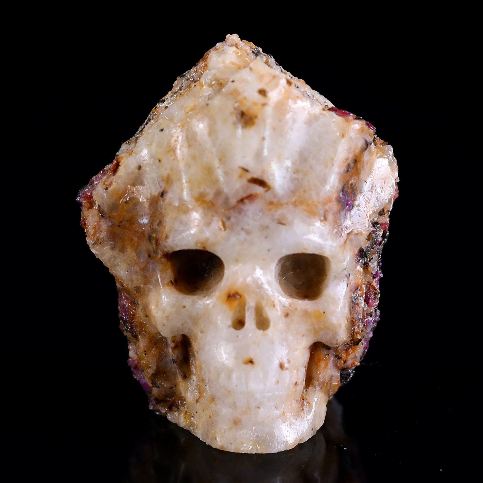 Red Corundum Mineral Specimen Skull Hand-Carved Crystal Mineral Ornament (6)