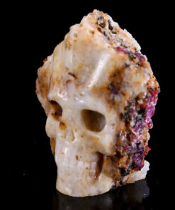Red Corundum Mineral Specimen Skull Hand-Carved Crystal Mineral Ornament