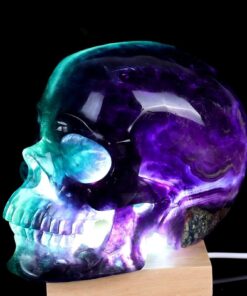 Stunning Natural Green Fluorite Hand Carved Reiki Crystal Hollow Skull