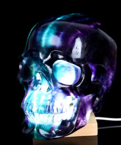 Unique 7.7" Natural Green Fluorite Hand Carved Crystal Hollow Skull Sculpture Decoration