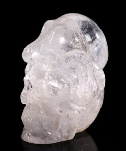 Unique Natural Hand-Carved Clear White Quartz Crystal Skull and Octopus for Sale