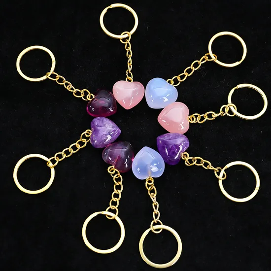 Wholesale Blue Chalcedony Mini Heart Keychain for Healing pictures & photos (1)