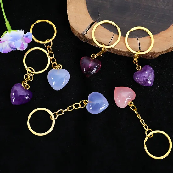 Wholesale Blue Chalcedony Mini Heart Keychain for Healing pictures & photos (2)