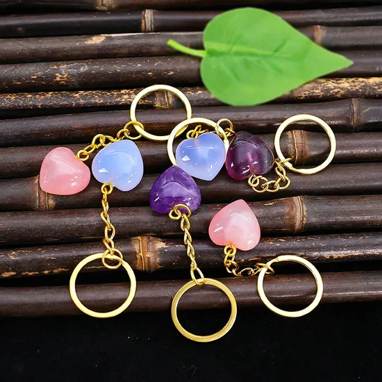 Wholesale Blue Chalcedony Mini Heart Keychain for Healing pictures & photos (3)