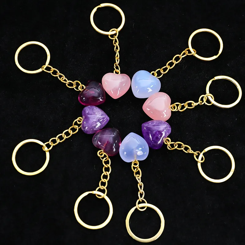Wholesale Blue Chalcedony Mini Heart Keychain for Healing pictures & photos (4)