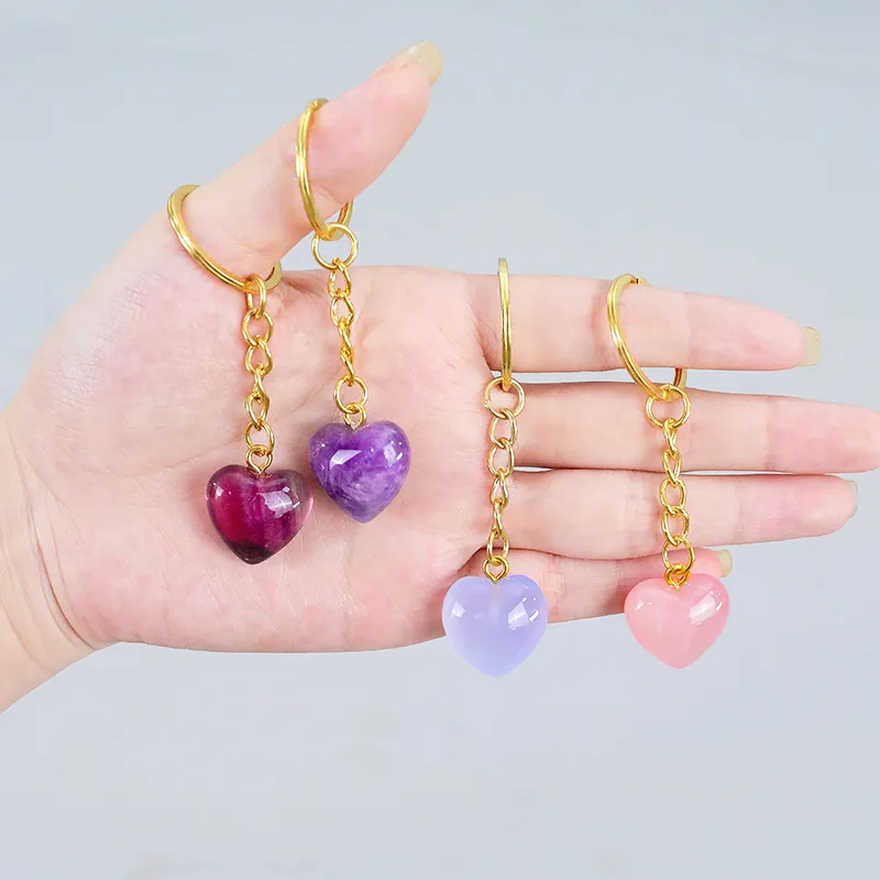 Wholesale Blue Chalcedony Mini Heart Keychain for Healing pictures & photos (5)