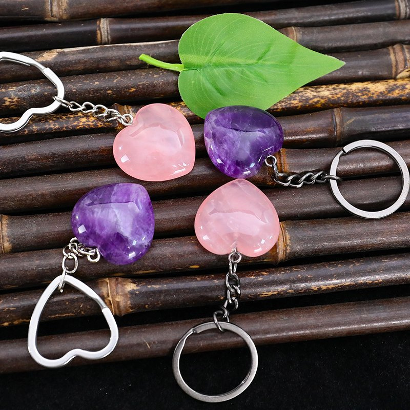 Wholesale-Rose-Quartz-Heart-Keychain-for-Crystal-Healing