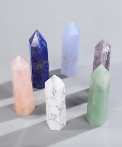 Natural Crystal Energy Pillar Set -6-Color Polished Crystal Point Collection for Home Decor, Meditation & Gifting