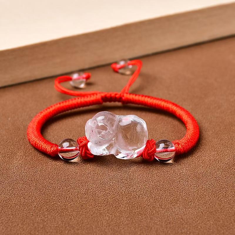 天然白水晶立体十二生肖红绳20×15×15mm左右30条 (12)