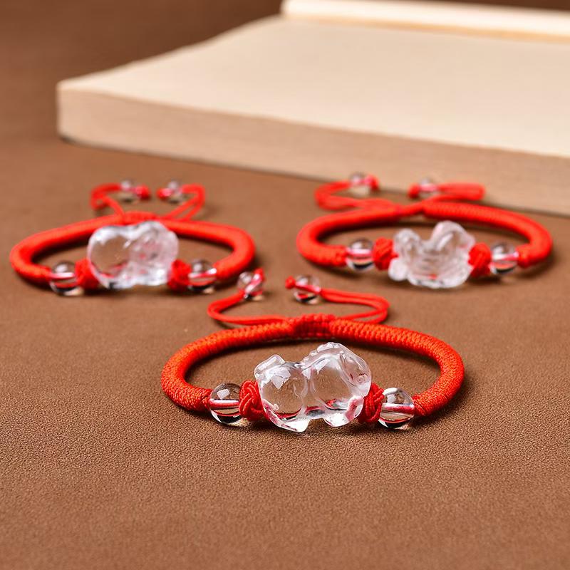 天然白水晶立体十二生肖红绳20×15×15mm左右30条 (17)